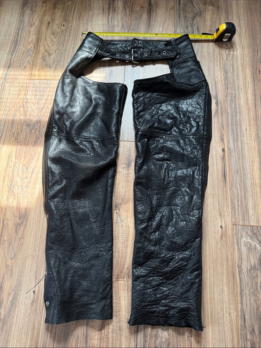 Black Leather Motorcycle Chaps